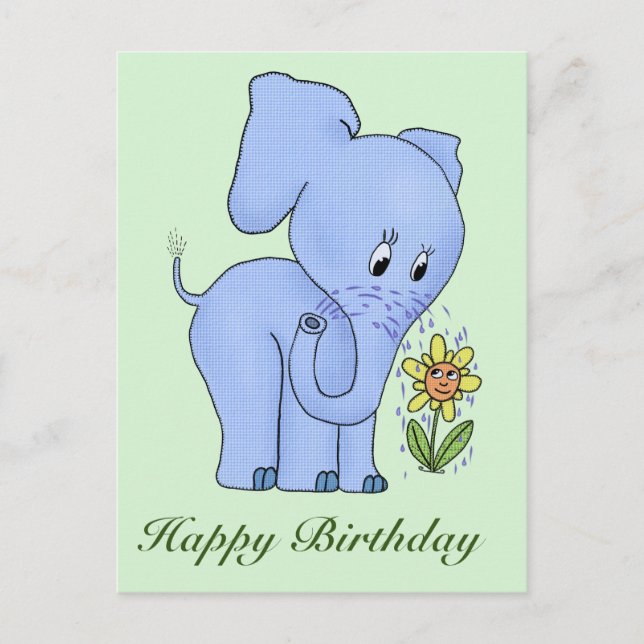 Elefant und Blume Postkarte (Vorderseite)