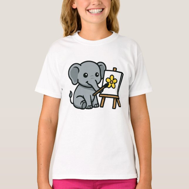 Elefant und Blume T-Shirt (Vorderseite)