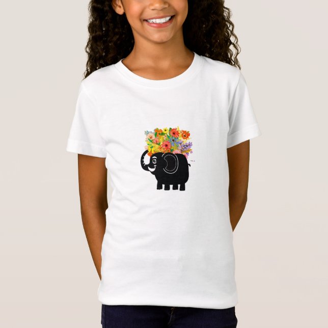 Elefant und Blume T-Shirt (Vorderseite)