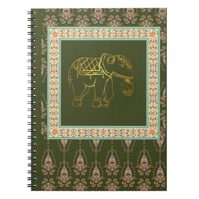 Elefant und Blumenmuster Notizblock (Vorderseite)