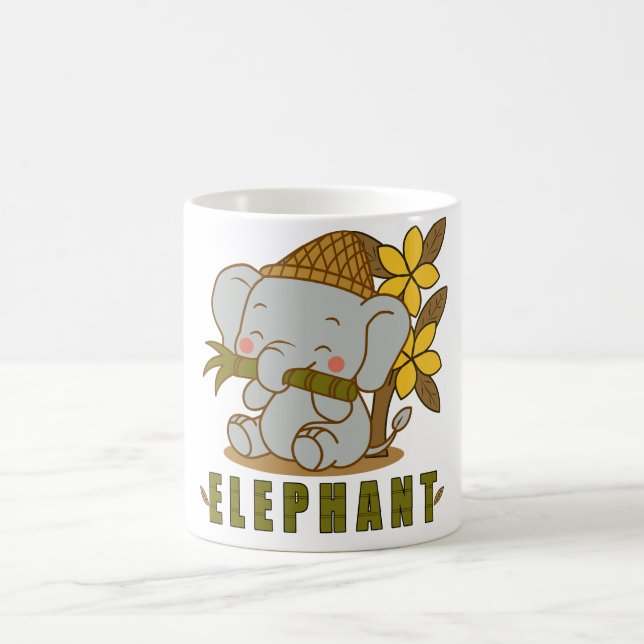 Elefant und Champi-Blume Kaffeetasse (Mittel)