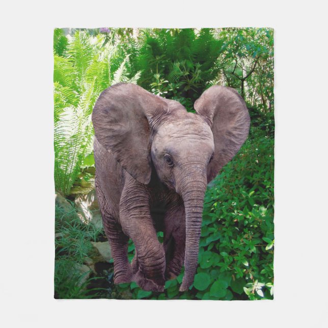 Elefant und Dschungel Fleecedecke (Vorderseite)