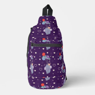 Elefant und Hase Weltraum-Ballonfahrt   Whimsical  Crossbody Bag