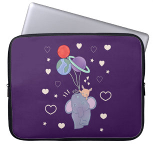 Elefant und Hase Weltraum-Ballonfahrt Whimsical Laptopschutzhülle
