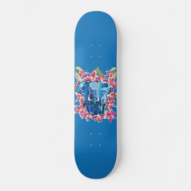Elefant und Lilie Skateboard (Vorderseite)