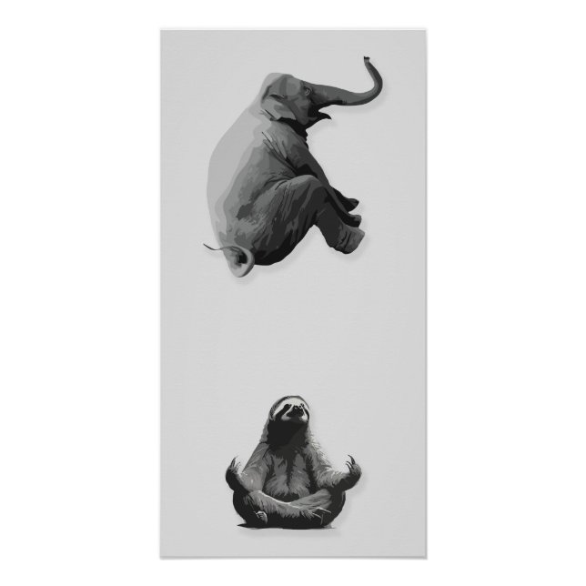 Elefant und meditierendes Faultier Harmonie Poster (Vorderseite)