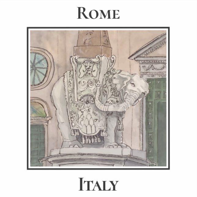 Elefant und Obelisk, Roms Piazza della Minerva Aufkleber (Vorderseite)