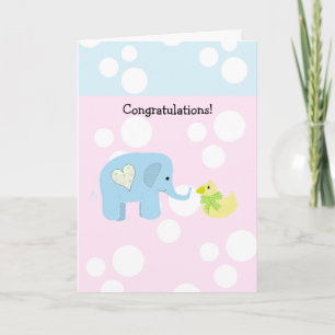 Elefant und Punkt-Baby Herzlichen Glückwunsch Karte