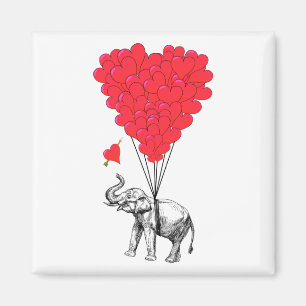 Elefant und rote Herzballone Magnet