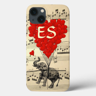 Elefant und rote Herzballons im Vintage-Stil Case-Mate iPhone Hülle