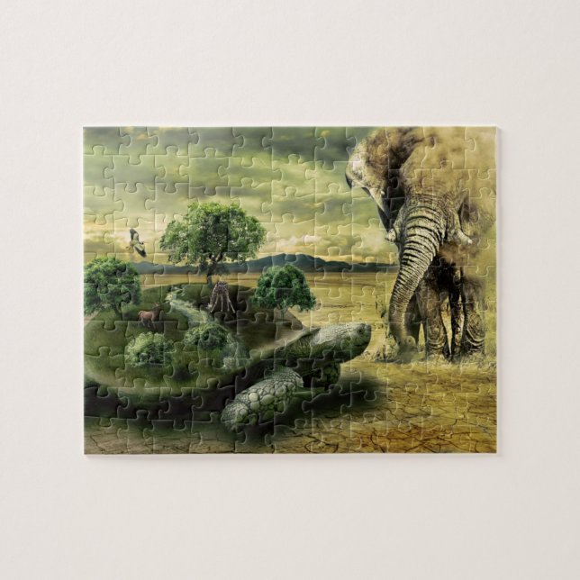Elefant und Schildkröte Puzzle (Horizontal)
