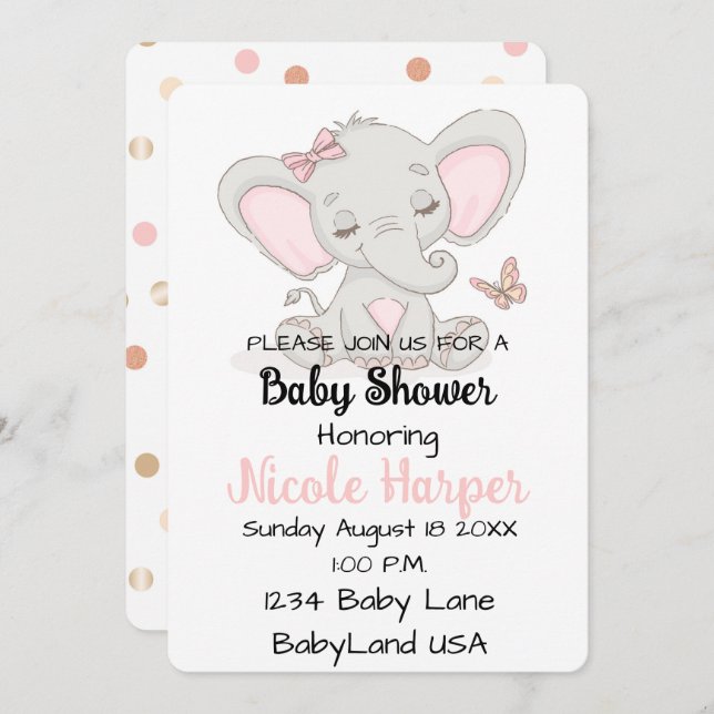 Elefant und Schmetterling Feiertagskarte (Vorne/Hinten)