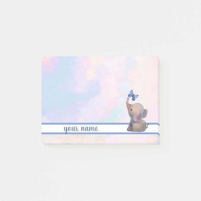 Elefant und Schmetterling Klebezettel Post-it Klebezettel (Vorderseite)
