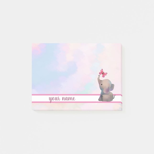 Elefant und Schmetterling Klebezettel Post-it Klebezettel (Vorderseite)