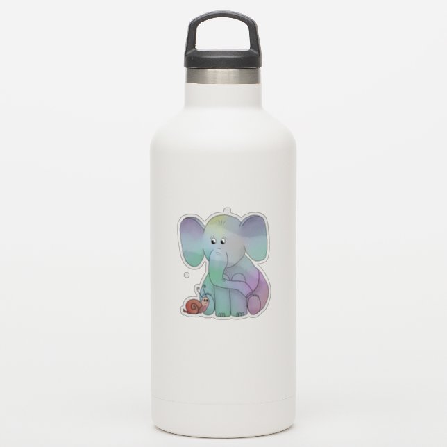 Elefant und Schnecke Aufkleber (Wassserflasche)