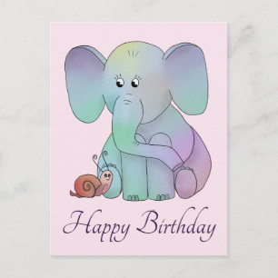 Elefant und Schnecke Postkarte