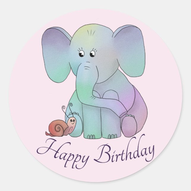 Elefant und Schnecke Runder Aufkleber (Vorderseite)