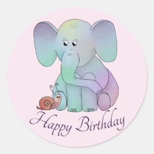 Elefant und Schnecke Runder Aufkleber