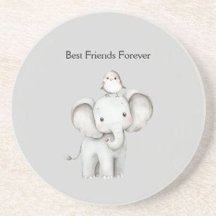 Elefant und Vogel beste Freunde Getränkeuntersetzer