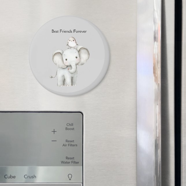 Elefant und Vogel beste Freunde Magnet (In Situ (Kühlschrank))