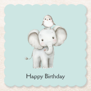 Elefant und Vogel beste Freunde Mint Geburtstag Untersetzer