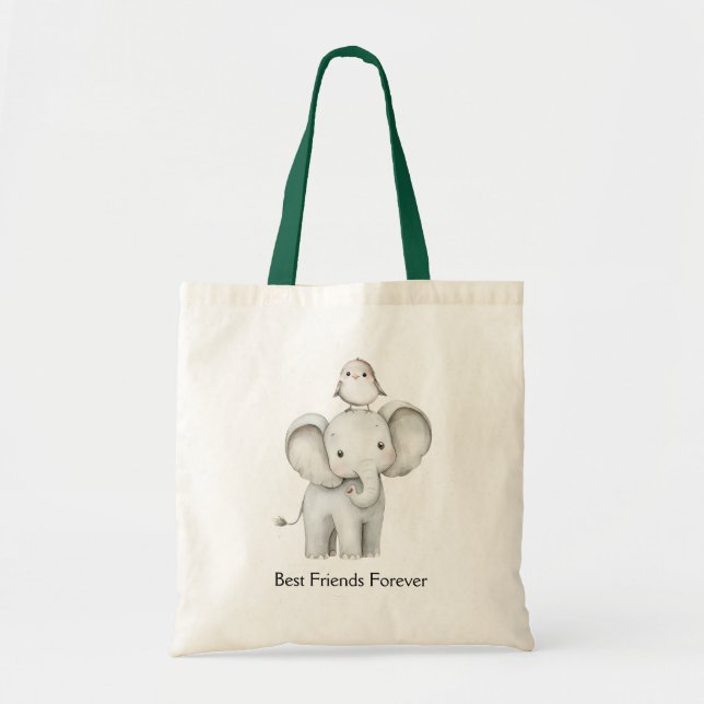 Elefant und Vogel beste Freunde  Tragetasche (Vorne)