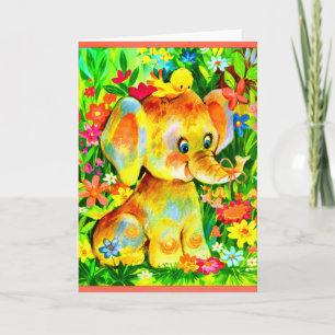 Elefant und Vogel Karte