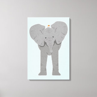 Elefant und Vogel Leinwanddruck