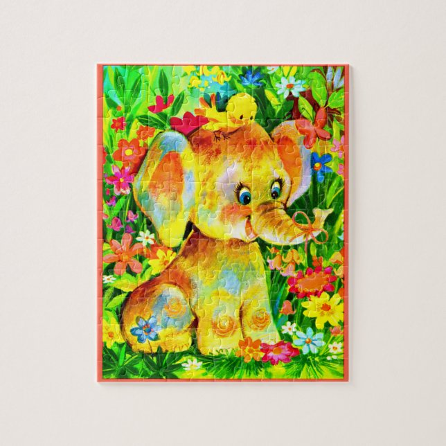 Elefant und Vogel Puzzle (Vertikal)