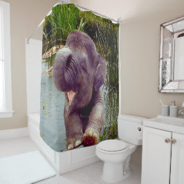Elefant und Wasser Duschvorhang
