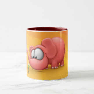 Elefant- und Wurm-Tasse Zweifarbige Tasse
