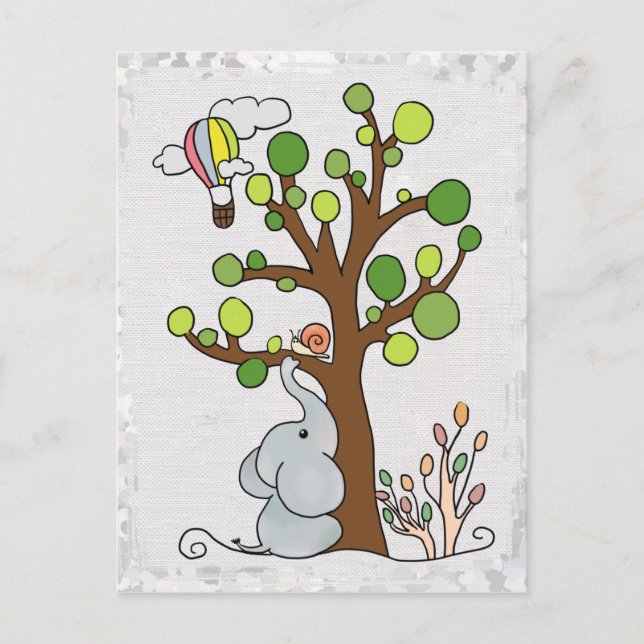 Elefant unterm Baum Postkarte (Vorderseite)
