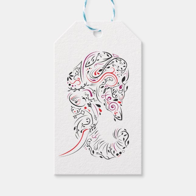 Elefant verziert geschenkanhänger (Vorderseite)