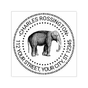 Elefant Vintage Zeichnung Name Rücksendeadresse Permastempel