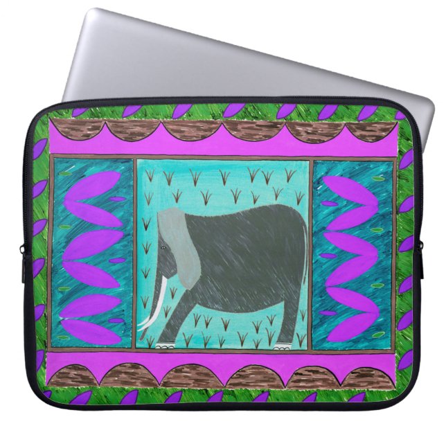 Elefant-Violett-Laptop-Sieb Laptopschutzhülle (Vorderseite)