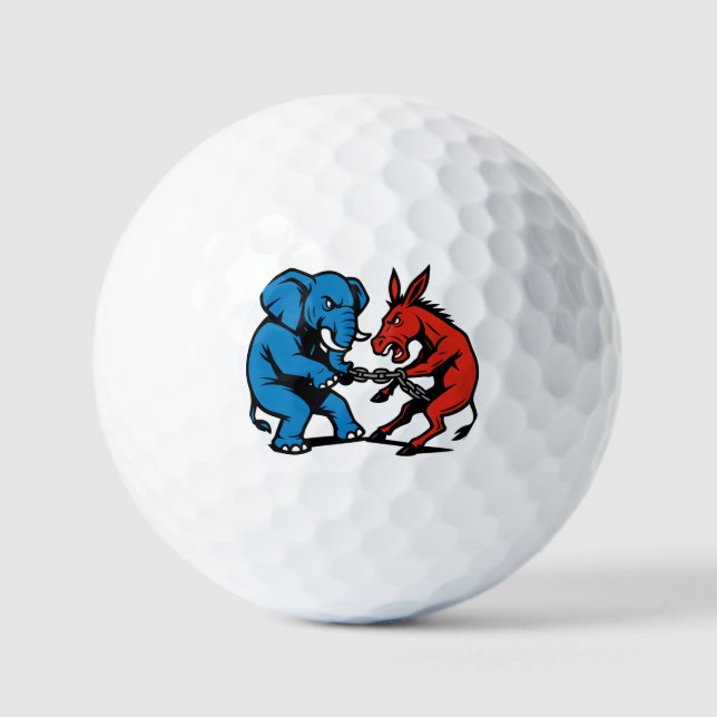 Elefant vs Esel Grafik Golfball (Vorderseite)