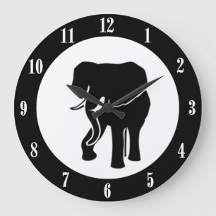 Elefant-Wanduhr mit weißen Zahlen Große Wanduhr