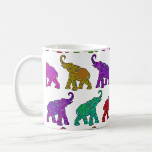 Elefant-Wegmuster-Fliesenentwurf Tasse