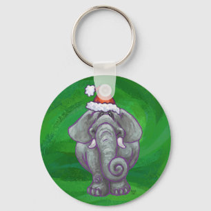 Elefant-Weihnachten auf Grün Schlüsselanhänger