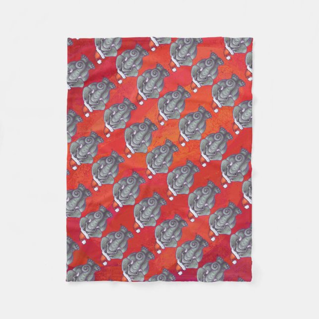 Elefant Weihnachten auf Rot Fleecedecke (Vorderseite)