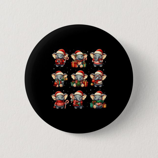 Elefant Weihnachten Lustiger Elefant Liebhaber Pyj Button (Vorderseite)