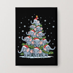 Elefant-Weihnachtsbaum Lustiger Süßer Elefant Button