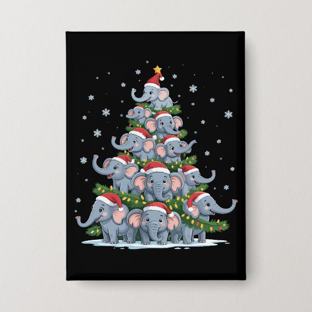 Elefant-Weihnachtsbaum Lustiger Süßer Elefant Button (Vorderseite)