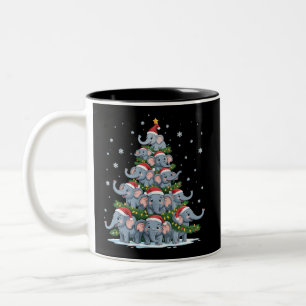 Elefant Weihnachtsbaum Lustiger Süßer Elefant Zweifarbige Tasse