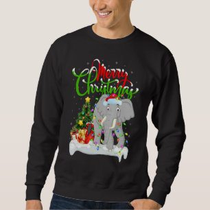 Elefant Weihnachtsdekorationen Santa Elefant Wei Sweatshirt