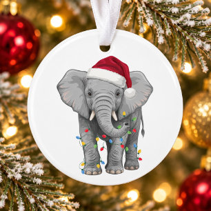 Elefant Weihnachtslichter Santa Hut Safari Weihnac Ornament