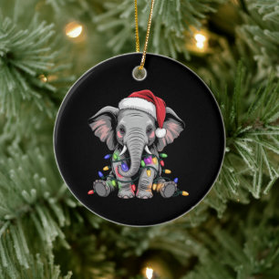 Elefant-Weihnachtslichter Weihnachten Wildtier Keramik Ornament