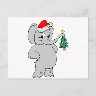 Elefant (Weihnachtsmannmütze) Feiertagspostkarte