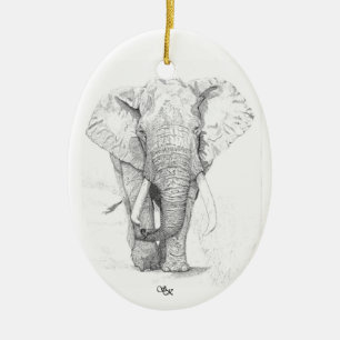 Elefant-Weihnachtsverzierung Keramikornament