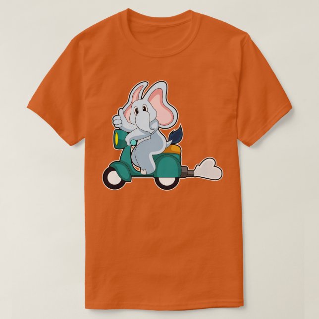 Elefant wie Biker mit Scooter T-Shirt (Design vorne)